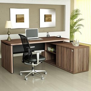 Mesa Escrivaninha Em L 1600 Y37 Conect Nogal/preto Artany