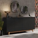 Ver imagem 3 de Buffet Quatro Portas Flow Preto/Freijó – EJ Móveis
