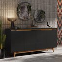 Ver imagem 2 de Buffet Quatro Portas Flow Preto/Freijó – EJ Móveis