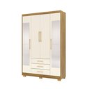 Ver imagem 6 de Guarda Roupa Solteiro Linna 150cm 4 Portas de Bater 2 com Espelhos 3 Gavetas Nature/offwhite G98 - G