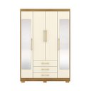 Ver imagem 2 de Guarda Roupa Solteiro Linna 150cm 4 Portas de Bater 2 com Espelhos 3 Gavetas Nature/offwhite G98 - G