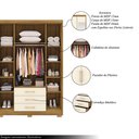 Ver imagem 4 de Guarda Roupa Solteiro Linna 150cm 4 Portas de Bater 2 com Espelhos 3 Gavetas Nature/offwhite G98 - G