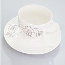 Ver imagem 3 de Jogo de Xícaras e Pires 12 Peças Estampa Rosa