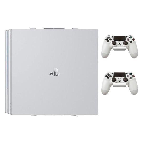 Kit Suporte Vertical PS4 pro + 2 Suportes Controle Branco