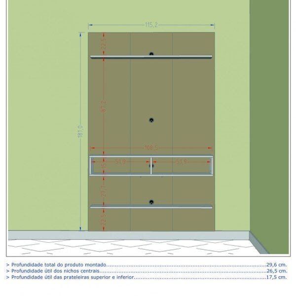 Painel para TV até 47 Polegadas 2 Nichos Vega Móveis Bechara - 4