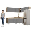 Ver imagem 5 de Armário de Cozinha Modulado de Canto 7 Peças Cp19 Balcão sem Tampo Castanho/cinza - Lumil