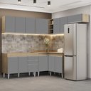 Ver imagem 2 de Armário de Cozinha Modulado de Canto 7 Peças Cp19 Balcão sem Tampo Castanho/cinza - Lumil