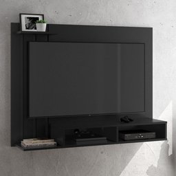 Kit Sala Painel Tv de até 48 Polegadas Dubai Com Nicho e Aparador Buffet Retrô 2 Portas Preto - 2