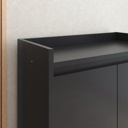 Kit Sala Painel Tv de até 48 Polegadas Dubai Com Nicho e Aparador Buffet Retrô 2 Portas Preto - 7