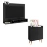 Kit Sala Painel Tv de até 48 Polegadas Dubai Com Nicho e Aparador Buffet Retrô 2 Portas Preto - 1