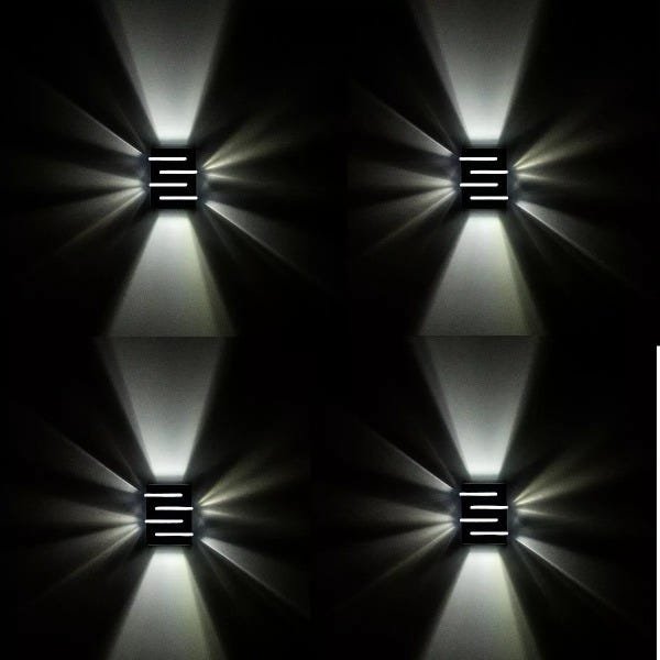 4 Arandela Externas Preta 2 Fachos 4 Aletas Parede Alz35 MadeiraMadeira