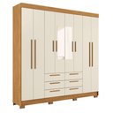 Ver imagem 1 de Guarda Roupa Casal Paranavai 8 Portas de Bater 6 Gavetas MDF MDP Cinamomo Areia Santos Andirá 212cm