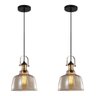 2 Pendente Vidro Ambar 22,5 Cm Retro Industrial Mesa Alz1 - 1
