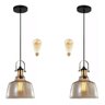 2 Pendente Industrial Vidro Ambar Retro Alz1 + Lâmpada Ali48 - 1