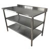 Mesa de Aço Inox Industrial 100x60x90 Cm com 2 Prateleiras Plano Liso com Espelho Nortinox Stander - 1