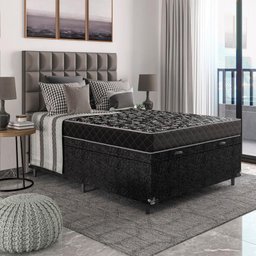 Cama Box Baú Viúva + Colchão Espuma D20 - 56x128x188cm - e-Shop Casa - Suede Preto - 3