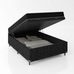 Cama Box Baú Viúva + Colchão Espuma D20 - 56x128x188cm - e-Shop Casa - Suede Preto - 6
