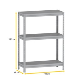 ESTANTE DE AÇO PESADA 125X92X40 3 PRAT. AÇO PANDIN - CINZA EPP1250X400 PRAT AÇO - 2