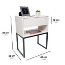 Ver imagem 2 de Kit 2 Mesas Cabeceira Industrial 40cm Off White Gaveta Superior Eco Base Metal Preto Lateral Cama