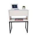 Ver imagem 5 de Kit 2 Mesas Cabeceira Industrial 40cm Off White Gaveta Superior Eco Base Metal Preto Lateral Cama