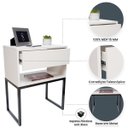 Ver imagem 3 de Kit 2 Mesas Cabeceira Industrial 40cm Off White Gaveta Superior Eco Base Metal Preto Lateral Cama