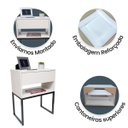Ver imagem 4 de Kit 2 Mesas Cabeceira Industrial 40cm Off White Gaveta Superior Eco Base Metal Preto Lateral Cama