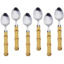 Ver imagem 1 de Conjunto 6 Colheres para Mesa de Aço Inox com Cabo de Plástico Bambu Natural 19cm Lyor Prata No Voltagev