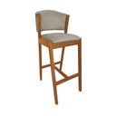 Ver imagem 2 de Kit 3 Banquetas Alta de Madeira Maciça Cerejeira Premium Ana com Encosto Linho Bege