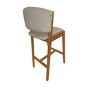 Ver imagem 5 de Kit 3 Banquetas Alta de Madeira Maciça Cerejeira Premium Ana com Encosto Linho Bege