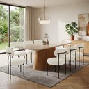 Ver imagem 1 de Mesa Jantar Vidro 200cm Off Kit 8 Cadeiras Aço Preto Boucle H02 - D'Rossi