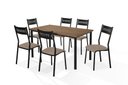Ver imagem 1 de Mesa Jantar Jasmim 1,35x0,80 MDP c/6 Cadeiras Titanium Tampo Nogal Tubo Preto