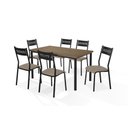 Ver imagem 1 de Mesa Jantar Jasmim 1,35x0,80 MDP c/6 Cadeiras Titanium Tampo Nogal Tubo Preto