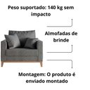 Ver imagem 3 de Poltrona Beny Base Fixa em Madeira Sala de Estar Linho Grafite