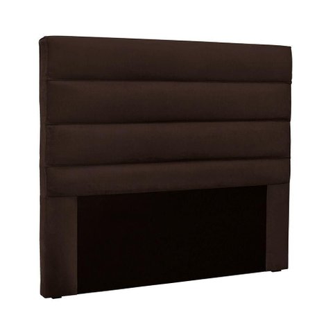 Cabeceira Queen Vera para Cama Box Fixação no Box Madeira Suede Marrom Loja Sheep