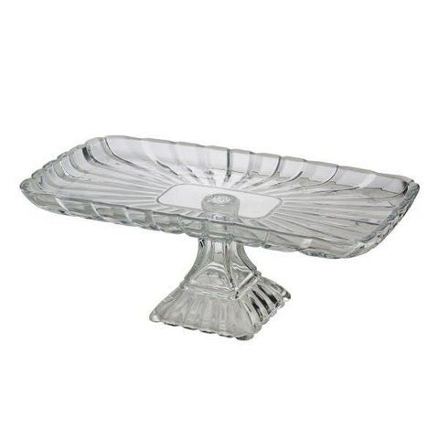 Prato para Bolo com Pé de Cristal Quadratta 36,5 x 17 x 14 cm | Casa Del Grande