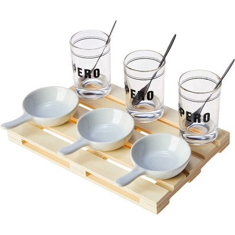 Conjunto Badenja Plástico 3 Molheiras 3 Colheres Aço Inox 24x16