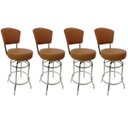 Ver imagem 1 de Conjunto 4 Banquetas Altura 65cm Bar Giratória Cromada com Encosto Assento Grosso Cor Canela