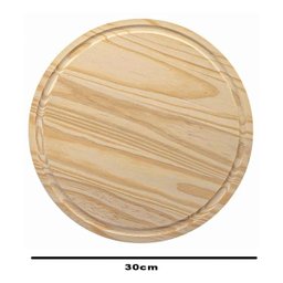 Tábua Redonda para Churrasco Petiscos e Pizza em Madeira Pinus 30cm Stolf - 3