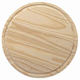 Tábua Redonda para Churrasco Petiscos e Pizza em Madeira Pinus 30cm Stolf - 1