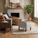 Ver mais imagens de Puff Decorativo Verso 45x51 cm Pes Madeira Boucle e Courino Tce 1018 Tcs 726 Moll