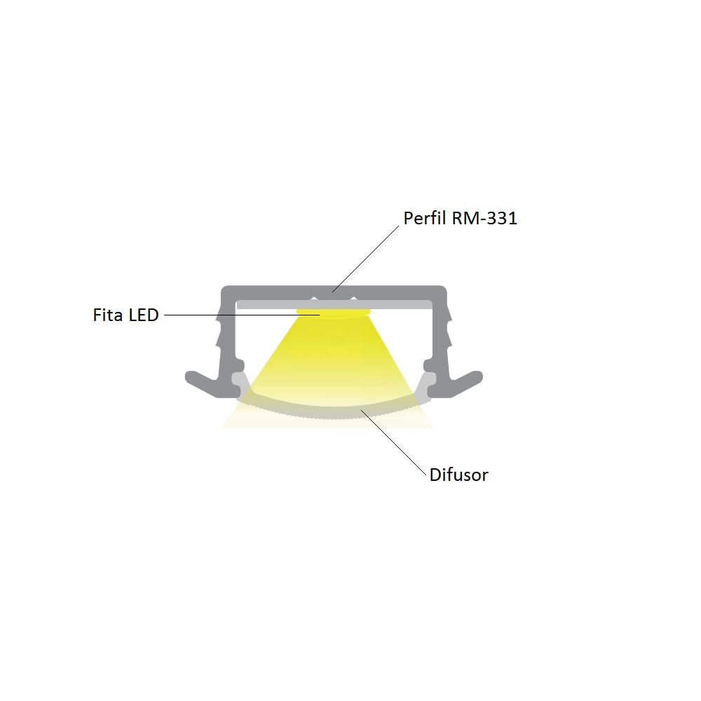 Perfil Alumínio Embutido para Fita LED RM-331 Barra 03 metros Natural Rometal 01 barra - 4