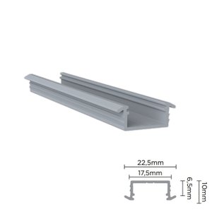 Perfil Alumínio Embutido para Fita LED RM-331 Barra 03 metros Natural Rometal 01 barra
