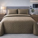 Ver imagem 1 de Cobre Leito Balle Casal Queen 3 Peças Colcha Cama Bege