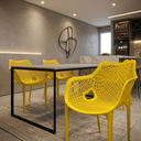 Ver imagem 4 de Poltrona Suits Moderna Estilo Mosaico Vazado com Braços Leve e Resistente - Amarelo