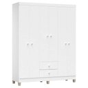 Ver imagem 3 de Cômoda e Guarda Roupa 6 Portas Ternura Baby Branco Brilho – Incorplac