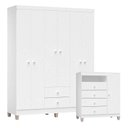 Ver imagem 1 de Cômoda e Guarda Roupa 6 Portas Ternura Baby Branco Brilho – Incorplac