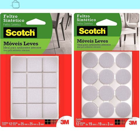 Kit Feltro Scotch Branco 12 Quadrado 12 Redondo