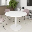 Ver imagem 1 de Mesa de Reunião Redonda 110cm com Plug Tomada F5 Office Cor:branco