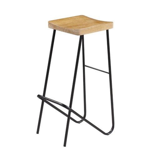 Banqueta Mamba Cor Driftwood com Base Aço Grafite 75cm - 64103