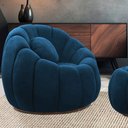 Ver imagem 2 de Poltrona Decorativa Orgânica Giratória Cloud Bouclê Azul Marinho E03 - D’Rossi